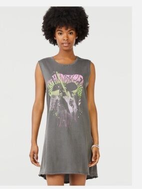 Jimi Hendrix Graphic Muscle Tee Dress - Black with Neon Pink & Lime size XS.